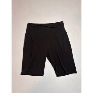 Anchor Logo Women Black High Waisted Biker Shorts with Pockets Size L